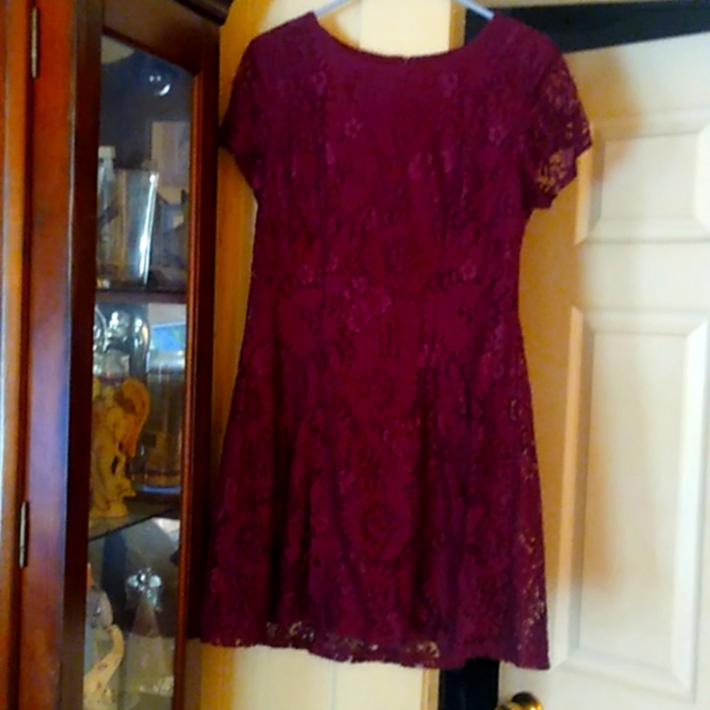 Short sleeve Summer Dress by AB Studio,Maroon, Size XL